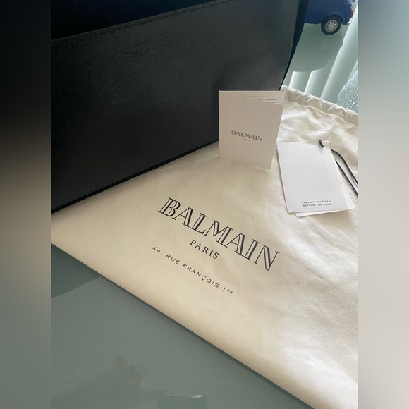 BRAND NEW Balmain Black Velvet Logo Shopping Horizontal Tote - Picture 6 of 10